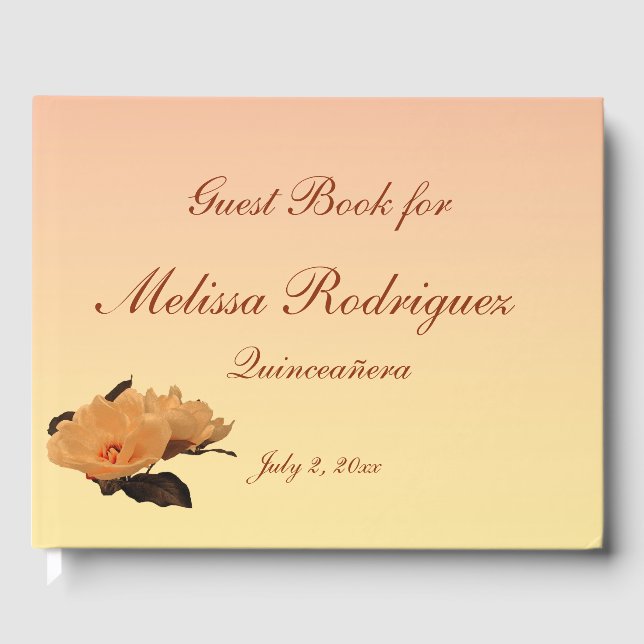 Blommigt Garden Peony Flowers Quinceanera Guest Bo Gästböcker (Framsida)