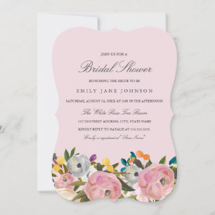 Blommigt Garden Rosa Möhippa Inbjudan