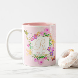 Blommigt Garden Rosa Monogram Mugg