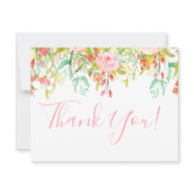 Blommigt Garden Rosa Tackkort Card