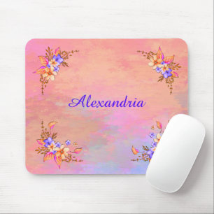 Blommigt Garden Rosa Watercolor Personalize Musmatta