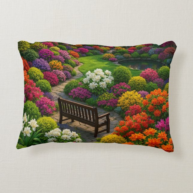 Blommigt Garden Scene-dekorativ Prydnadskudde (Baksidan)