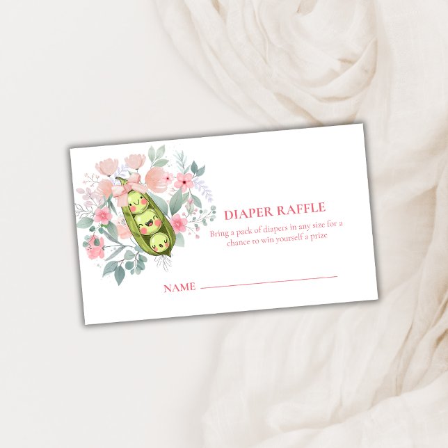 Blommigt Garden Sweet Pea Diaper Raffle Baby Showe Tilläggskort (Floral Garden Sweet Pea Diaper Raffle Baby Shower Enclosure Card)