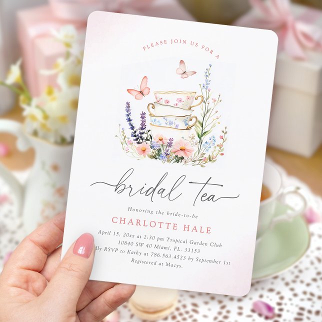 Blommigt Garden Tea Möhippa Inbjudningar (Skapare uppladdad)