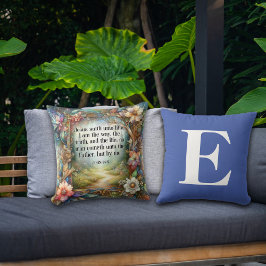 Blommigt Garden Väg Scripture Blue Monogram Kudde