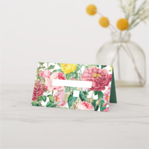 Blommigt Garden, vattenfärg och geometriskt Bröllo Placeringskort