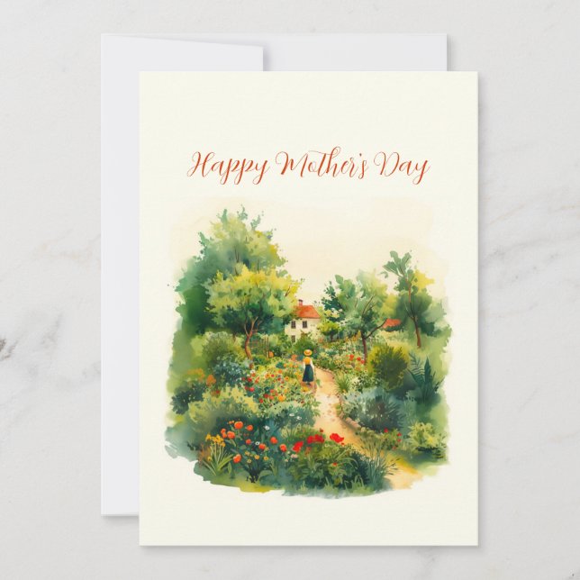 Blommigt Garden Vintage Mors dag Julkort (Framsida)