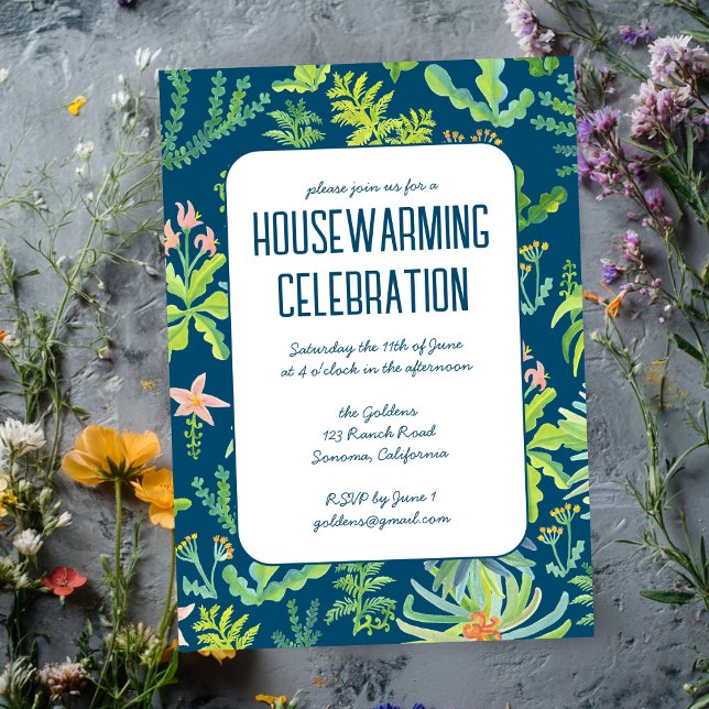 Blommigt Garden Watercolor Anpassningsbar HOUSEWAR Inbjudningar (Floral Garden Watercolor Custom HOUSEWARMING PARTY Invitation
)