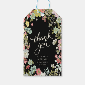 Blommigt Garden Wedding Tack Gift Märkres Presentetikett