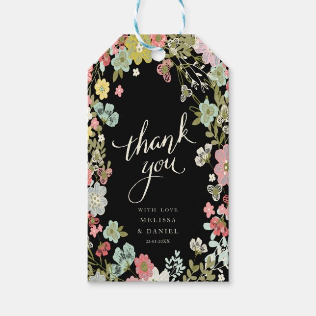 Blommigt Garden Wedding Tack Gift Märkres Presentetikett (Framsidan)
