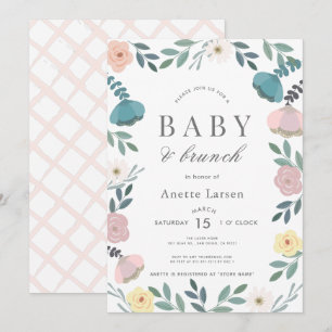 Blommigt Garden White Girl Brunch Baby Shower Inbjudningar