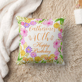 Blommigt Garden White Kudde