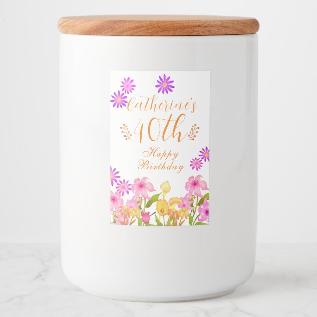 Blommigt Garden White Mat Etikett (Framsida)