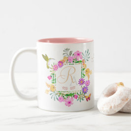 Blommigt Garden White Monogram Mugg