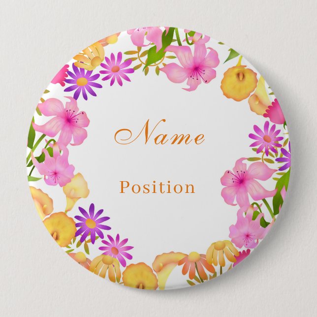 Blommigt Garden White Namn Knapp (Framsida)