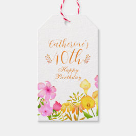 Blommigt Garden White Presentetikett