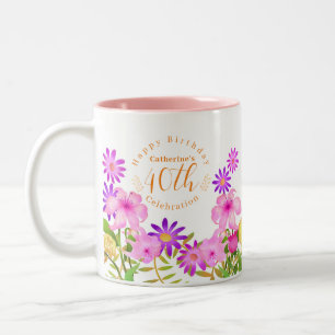 Blommigt Garden White Två-Tonad Mugg