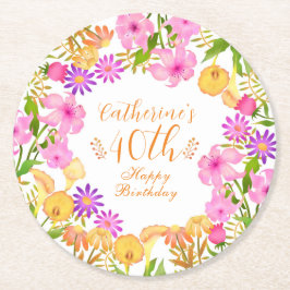 Blommigt Garden White Underlägg Papper Rund