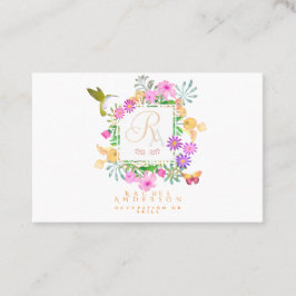 Blommigt Garden White Vågrät Visitkort