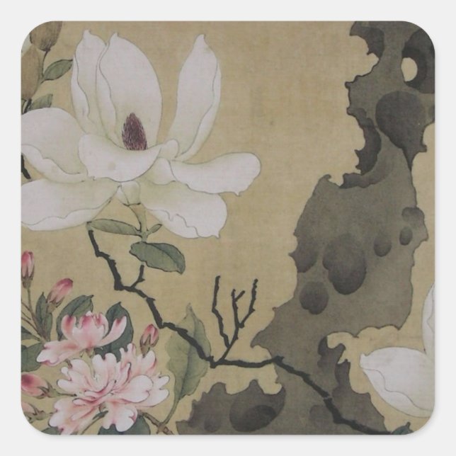 Blommigt Gardens Fyrkantigt Klistermärke (Framsida)