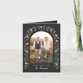 Blommigt Garland Arched Photo Black-julkort Helgkort