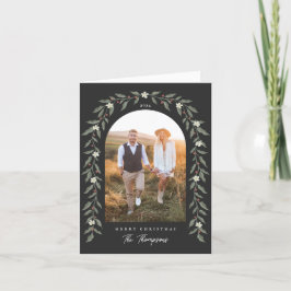 Blommigt Garland Arched Photo Black-julkort Helgkort