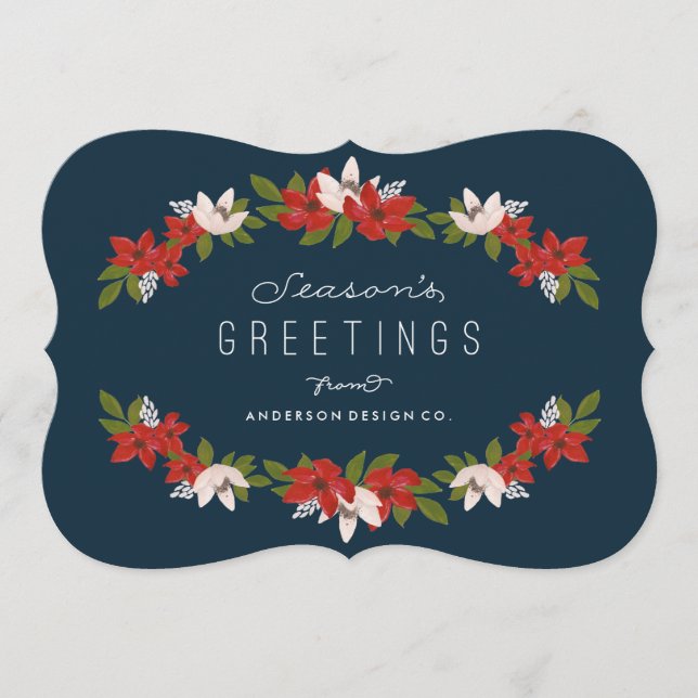 Blommigt Garland Corporate Helgdag Julkort (Framsida)