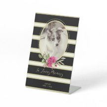 Blommigt Garland Memorial Pet Cat Hund Golden & Bl