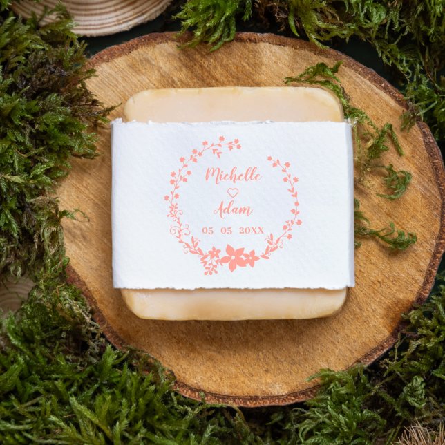 Blommigt Garland Namn och datum för Romantic Bröll Stämpel (Skapare uppladdad)