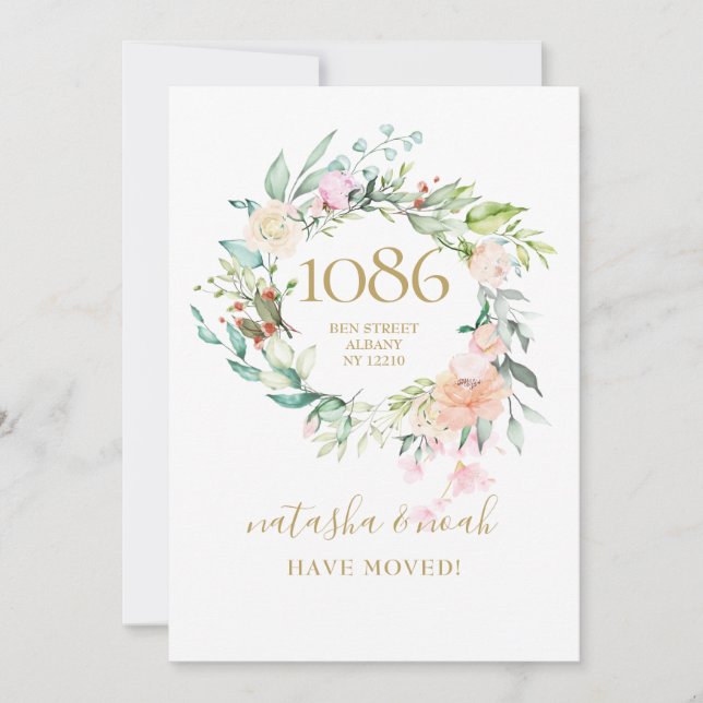 Blommigt Garland New Home Adress Meddelande (Framsida)