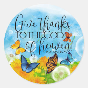 Blommigt Ge Tack Gratitude Bible Verse Christian Runt Klistermärke