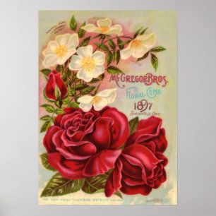 Blommigt Gem 1897-Rosornas Vintage - nedre katalog Poster