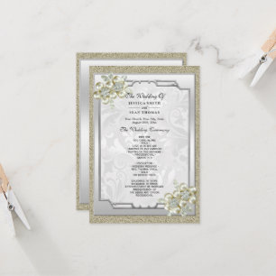 Blommigt Gem Framed, Bröllopsprogrammet Guld & Sil