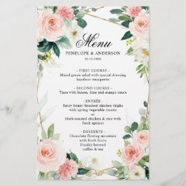  Blommigt Geometric Botanical Bröllop Menu