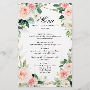  Blommigt Geometric Botanical Bröllop Menu