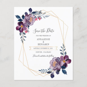 Blommigt Geometric Bröllop spara datum Flygblad