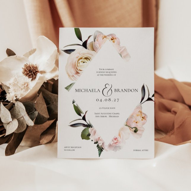  Blommigt Geometric Inbjudningskort för möhippan - (Skapare uppladdad)