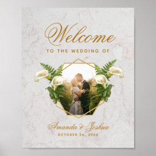 Blommigt Geometric Photo Calla Lilies Bröllop Sign Poster