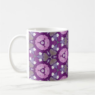 Blommigt Geometrisk Lila och Rosa vattenfärg Kaffemugg