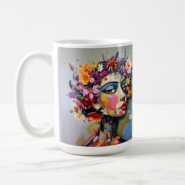 "Blommigt Geometry" - ett botaniskt Porträtt Kaffemugg (Vänster)