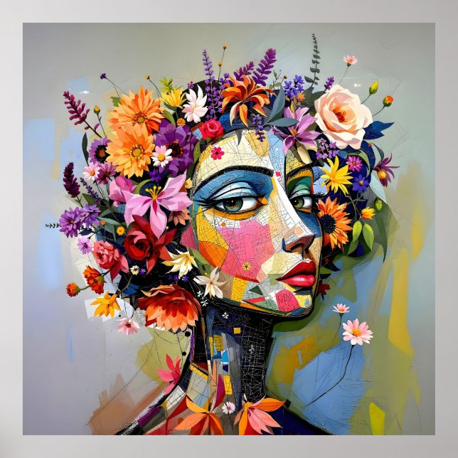 "Blommigt Geometry" - ett botaniskt Porträtt Poster (Framsidan)