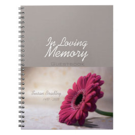 Blommigt Gerbera Funeral Memorial Guestbook SpNB Anteckningsbok