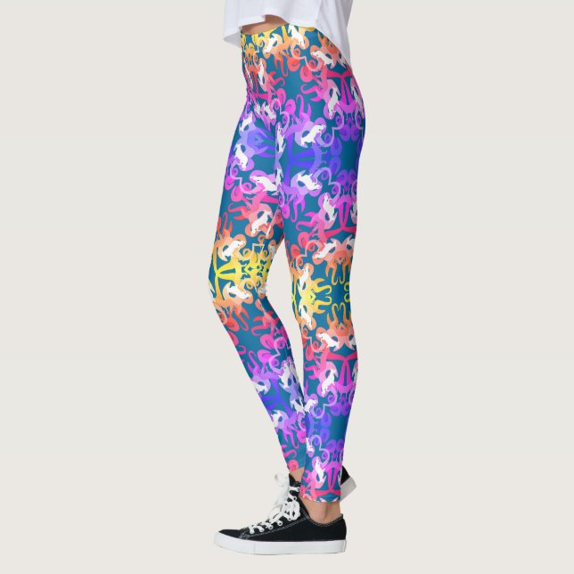 Blommigt German Shepherd mönster Leggings (Vänster)