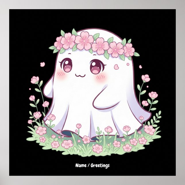 Blommigt Ghost Halloween Costume for Girls Women Poster (Framsidan)