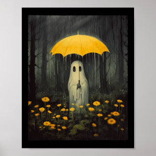 Blommigt Ghost Halloween Gothic Ghost Mörk Forest Poster