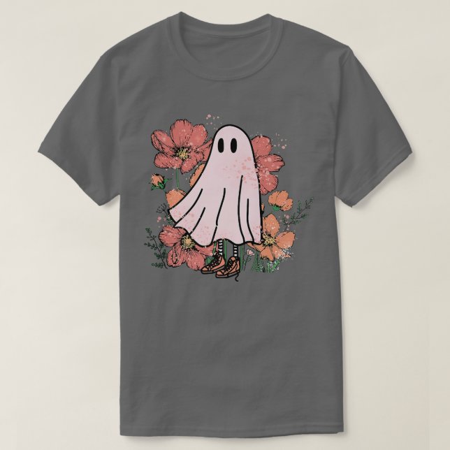Blommigt Ghost Halloween Spooky Season Ghost Flowe T Shirt (Design framsida)