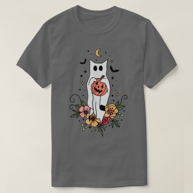 Blommigt Ghost Halloween Spooky Season Ghost Flowe T Shirt (Design framsida)
