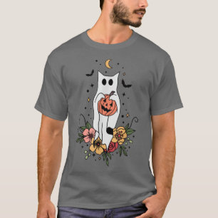 Blommigt Ghost Halloween Spooky Season Ghost Flowe T Shirt