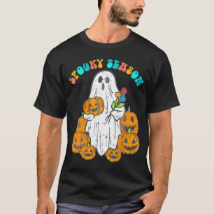 Blommigt Ghost Pumpkins Spooky Season Groovy Hallo T Shirt