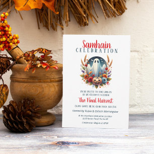 Blommigt Ghost Samhain Harvest Halloween fest Inbjudningar